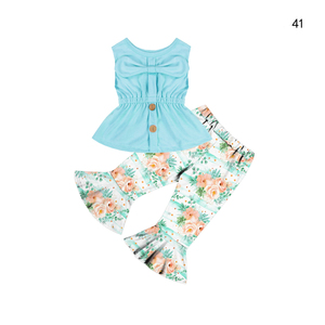 Tenues d'été sans manches à la mode pour filles, ensemble de vêtements pour enfants 2 pièces, vêtements pour filles de 1 an, ensembles de vêtements pour enfants en gros - Product Image 1