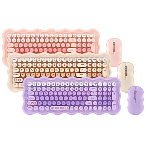 Clavier et souris sans fil ergonomiques ultra-minces 2,4 G à 102 touches, colorés, pour le bureau, la maison, les jeux, périphériques informatiques - Product Image 1