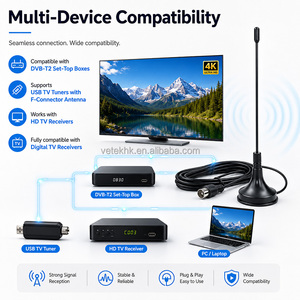 เสาอากาศทีวีดิจิตอลในร่ม 470–860MHz ฐานแม่เหล็กพลาสติก DVB T2 ตัวเพิ่มสัญญาณรับสัญญาณความละเอียดสูง - Product Image 4