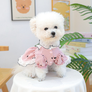 Spring Summer New Pet Dress Clothes For Dogs <b>Cats</b> Dot Bow Skirt With Traction <b>Ring</b> Puppy Clothing Pet Shirts - Product Image 6