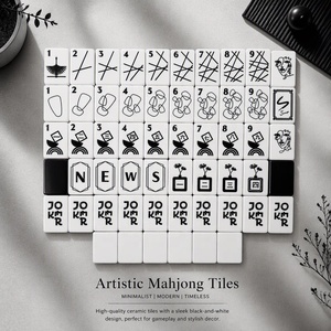 Set di Tessere Mahjong Americane Geometriche Bianche e Nere di Design, 160 Pezzi in Acrilico con Linee Astratte Incise, Antiscivolo, per Decorazione Casa e Regalo - Product Image 6