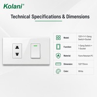 Panneau mural modulaire pour interrupteur et prise en blanc brillant, interrupteur 1 voie et prise universelle, série 120 16A 250V, panneau combiné