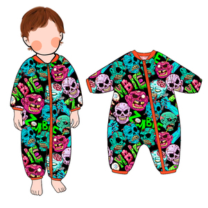 Mono de bebé FB-4 de punto de poliéster/algodón, personalizado con estampado unisex, de 3 a 7 días, con cremallera y pies cubiertos, para dormir - Product Image 4