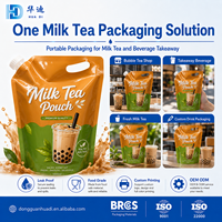 Pochettes personnalisées pour thé au lait 1000 ml, portables, avec bec verseur et poignée, pour fournisseurs de boissons à emporter