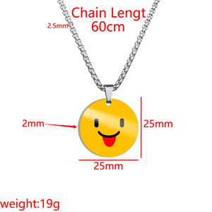 Basquesun สร้อยคออิโมติคอนสัญลักษณ์สัญลักษณ์รูปหน้ายิ้มทำจากสแตนเลสขนาด25มม. สำหรับครอบครัวเพื่อนที่ดีและเป็นเพื่อน - Product Image 6