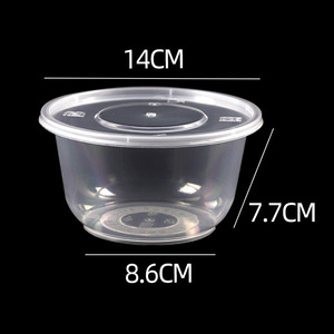 Disposable Bowl 750ml Transparent With Lid Thickened For Takeout Soup Food Storage - Product Image 1