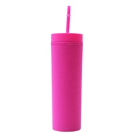 Gobelet en plastique personnalisé de 16 oz à double paroi avec couvercle et paille, écologique, isolation thermique de 6 à 12 heures, minimaliste, pour la rentrée scolaire