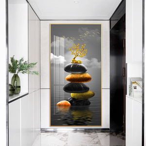 Cerf doré allongé <span class=keywords><strong>sur</strong></span> la roche peinture art mural de luxe pour couloir et décoration murale de la maison photo impression toile et affiches - Product Image 1