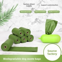 Kantong Sampah Hewan Peliharaan dan Kantong Sampah Portabel yang Sepenuhnya Biodegradable; Kantong Sampah Anjing & Kucing 100% Kompos, Tebal, Model Mulut Datar
