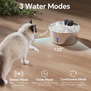 Nouvelle Fontaine à Eau Automatique Sans Fil pour Chat en Acier Inoxydable 3.2L/7L avec Détection par Capteur et Alimentation par Batterie 2025 - Product Image 6