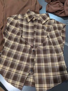 Nueva Blusa Vintage Única de Primavera/Verano para Mujer, Manga Corta, Diseño a Cuadros con Bloques de Color, Blusa Informal para Dama - Product Image 4