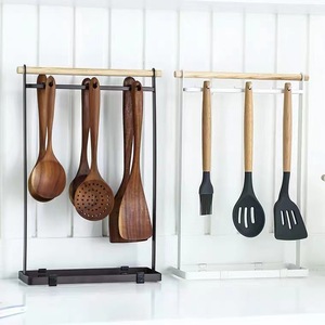Japanese Style <b>Kitchen</b> Utensil <b>Rack</b> No Drill Multi Functional Spatula Holder Household Storage Organizer Rectangle Design - Product Image 1
