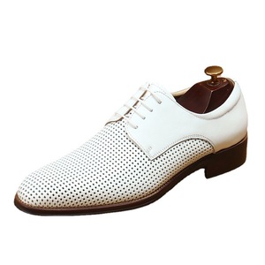 <b>White</b> formal leather <b>shoes</b> with hollowed-out genuine leather soft surface, suitable <b>for</b> <b>casual</b> and breathable wear <b>for</b> <b>men</b>. - Product Image 5