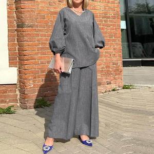 Traje Deportivo Casual de Manga Larga para Mujer, Talla Grande, Color Sólido, Holgado, para Primavera y Otoño, Venta al por Mayor - Product Image 1