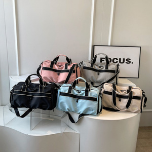 Minimal Korean Black Trim Workout <b>Bag</b> Multi Compartment Double Side Pockets Detachable Shoulder Strap Men Women Yoga Travel <b>Bag</b> - Product Image 1
