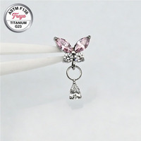 Boucles d'oreilles pendantes fines Freya G23 en titane, style papillon, populaires en Europe et en Amérique, avec zircone, pour filles