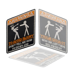 ADVERTENCIA para EVITAR LESIONES Bordado divertido Tela táctica Parche de letras Parche de tela de advertencia para bolso de bricolaje Sombrero Coser Insignia de hombro - Product Image 3