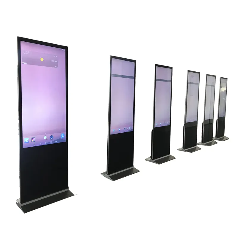 Soporte de suelo de 65 pulgadas, pantalla de señalización Digital, quiosco de publicidad LCD para exteriores