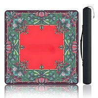 Tapis de jeu de Mahjong vintage bohème à bordure florale, couverture de table carrée rouge-vert avec sac de rangement