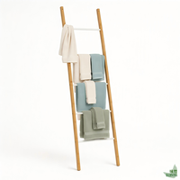 Porte-serviettes multi-niveaux durable pour salle de bain, échelle à serviettes inclinable pour serviettes et petits accessoires, avec plusieurs barres de suspension pour salle de bain