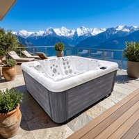 Bain à remous d'extérieur autoportant VIRLUX de style baignoire d'angle avec hydromassage et spa pour piscine, idéal pour le bien-être en extérieur