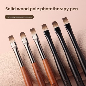 Juego de 3 pinceles de sándalo japonés para decoración de uñas, pinceles grandes planos, redondos, ovalados, para gel UV con tapa - Product Image 2