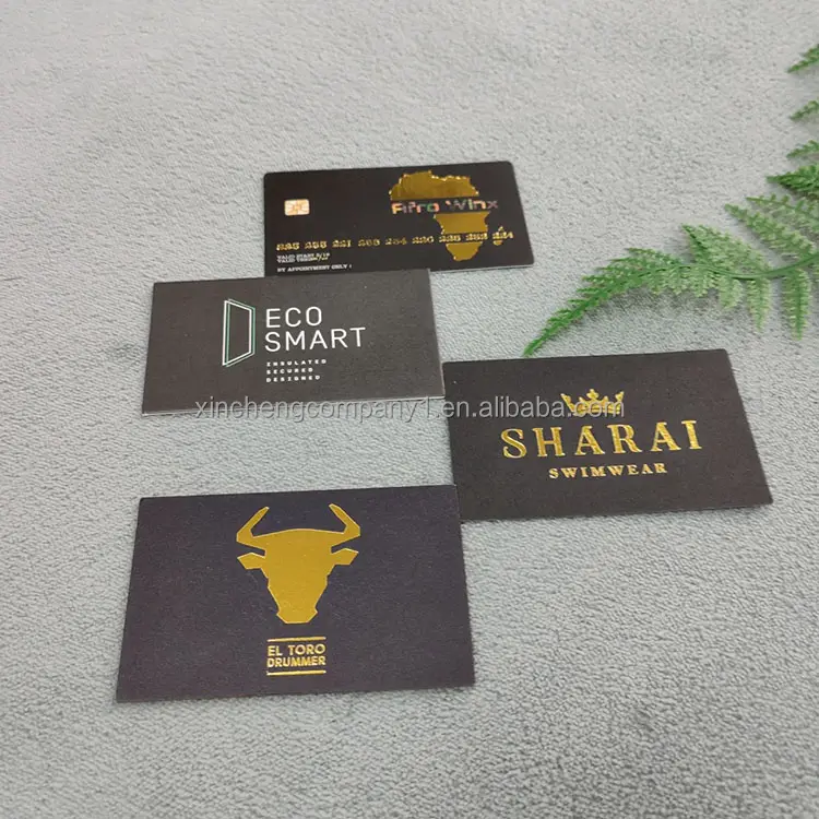 Carte de visite professionnelle de luxe, en feuille d'or noir rectangle impression avec logo, porte-carte de visite