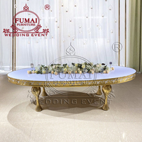 Meubles modernes de décoration de mariage, réception d'hôtel, ensemble table et chaises ovales en MDF pour événements