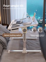 Bureau d'ordinateur portable ergonomique pliable pour lit - Table d'étude portable avec porte-gobelet et fente pour tablette - Plateau de lit multifonctionnel