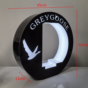 Support d'exposition pour bouteilles de vodka Grey Goose en acrylique LED, rond, avec éclairage blanc - Product Image 4
