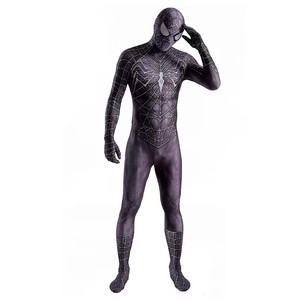 Traje de cosplay ajustado de poliéster negro con patrón de red para hombre, ideal para Halloween, películas, TV, Comic Con y juegos de rol. - Product Image 3
