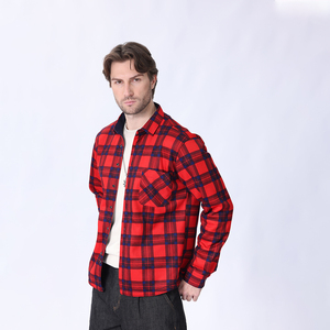 Different Color Mens Plaid <strong>Button</strong> Down <strong>Collar</strong> Ong Sleeve Heavyweight Flannel Work <strong>Shirt</strong> - Product Image 5