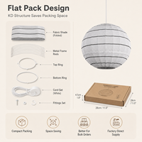 Lampe suspendue globe en tissu rayé blanc avec connecteur étanche, structure KD, luminaire suspendu pour patio, balcon, salle à manger extérieure
