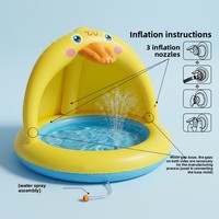 Piscine gonflable pour enfants en forme de canard jaune, en PVC, pour l'extérieur, été, 101x101x78cm, piscine pour tout-petits