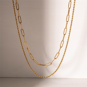 <span class=keywords><strong>J</strong></span> & <span class=keywords><strong>J</strong></span> <span class=keywords><strong>D</strong></span> 18K impermeable chapado en oro collar de declaración de acero inoxidable joyería de cadena de eslabones de moda para mujeres - Product Image 5