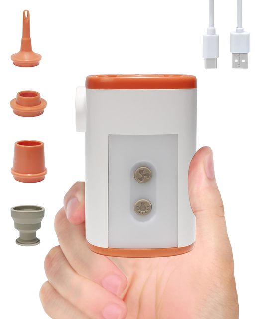 Portable Rechargeable Mini Air Pump Power Bank 4.8kPa Tiny Electric Inflator 4000mAh Battery Valve Adapter for Sleeping Pads Air