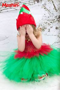 MS - Disfraz de Mamá Noel para Niñas, Vestido de Tul Navideño para Niños, Ropa Festiva Infantil Más Vendida con Sombrero y Medias - Product Image 3