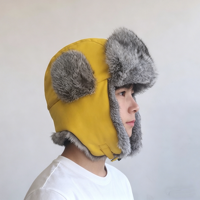 Chapeau de ski en fourrure de lapin véritable pour homme, style russe, avec cache-oreilles, pour l'hiver, la pêche et la neige, vente en gros directe usine, échantillon disponible