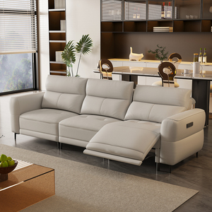 Divano Elettrico Moderno Italiano in Offerta, Set Multifunzionale Reclinabile Estensibile in Pelle e Metallo, Combinazione ad <span class=keywords><strong>Angolo</strong></span> per Ville - Product Image 1