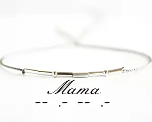 Pulseira de prata esterlina fina personalizada para presente de Dia das Mães, pulseira romântica de amor dos pais