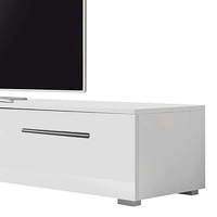 Moderno Soporte de TV Extensible de Madera Blanca Mate Estilo Nórdico con Luces LED para Sala de Estar