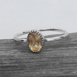 Anillo de piedras preciosas citrino de Plata de Ley 925 Natural hecho a medida joyería de boda de plata fina al por mayor para niñas - Product Image 3