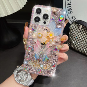 เคสเพชรแวววาวลายดอกไม้ที่สวยงามสำหรับ iPhone 16 PRO MAX 15 14 13เคสพลอยเทียมสำหรับ XR XS MAX 8 <span class=keywords><strong>7</strong></span>ฝาหลัง - Product Image 2