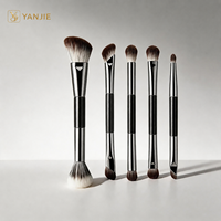 YANJIE – Nouvel ensemble de pinceaux de maquillage portables à double embout avec étui miroir et pinceaux doux pour estomper les fards à paupières, idéal pour les voyages (vente en gros)
