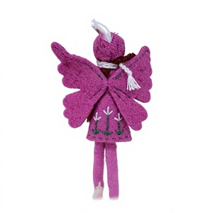 Handmade Eco-Friendly Pink Certified Wool <b>Fairy</b> <b>Ornament</b> Set Butterfly Shape Wall Hanging Christmas Decoration Traditional Style - Product Image 4