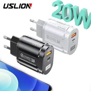 Uslion Oem 2022 Nieuwste 20W Pd Usb Charger QC3.0 Dual Port Power Adapter Travel Wall Charger Mobiele Telefoon Accessoires voor Iphone