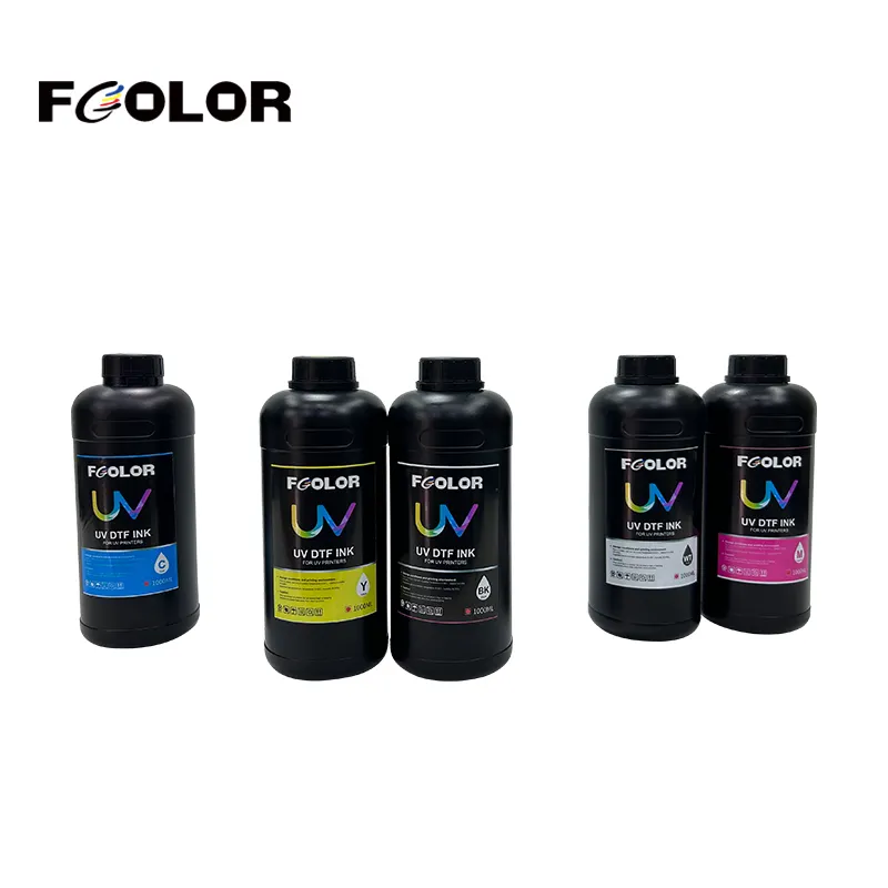 Fcolor Écologique Étanche Qualité Jet D'encre Lisse Pas D'obstruction Oem Tout En Un Impression Transfert Autocollant Film Imprimante Uv Dtf Encre