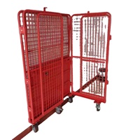 Carro de Acero Industrial Personalizable con Cuatro Ruedas y Malla, Capacidad de Carga de 300 kg, Contenedor de Almacenamiento Plegable, Almacenes Portátiles con Ruedas