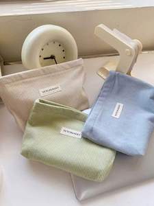 Eco Friendly New Custom Logo Travel Portable Corduroy Toiletry Makeup <b>Pouch</b> Zipper Cosmetic Storage Bag <b>Make</b> <b>up</b> Bags - Product Image 5