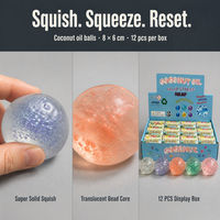 Balle sensorielle souple translucide à l'huile de coco, jouet anti-stress à presser, 8 x 6 cm, vente en gros
